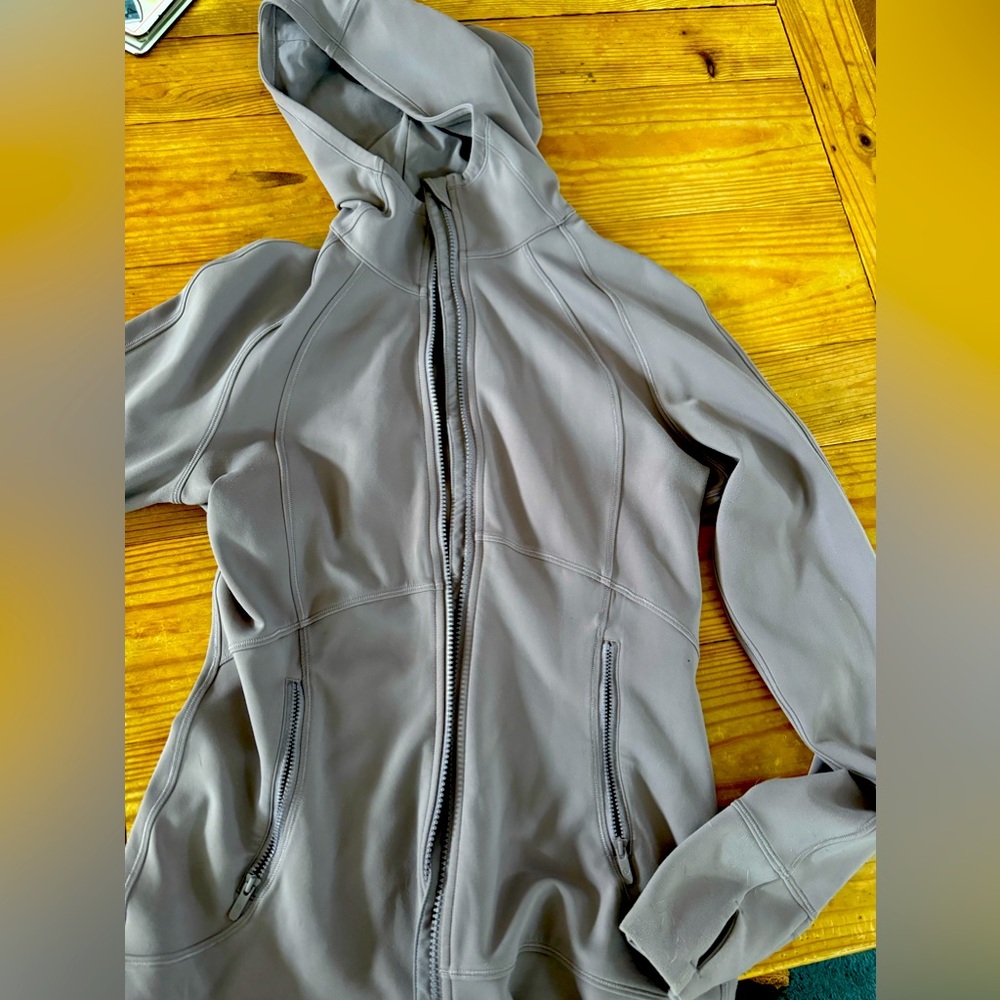 Lululemon like new gray, hooded running jacket